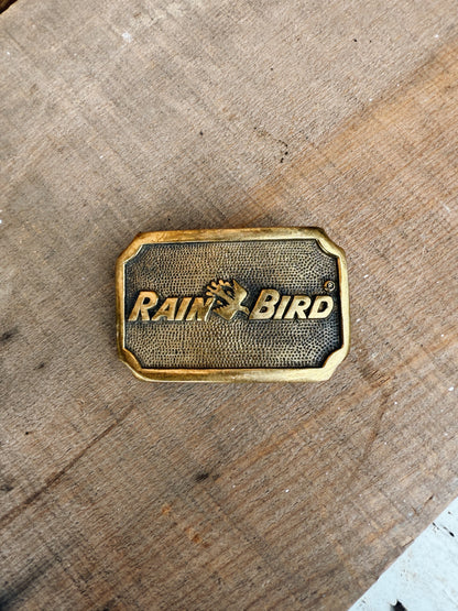 SOLID BRASS "RAIN BIRD" BELT BUCKLE