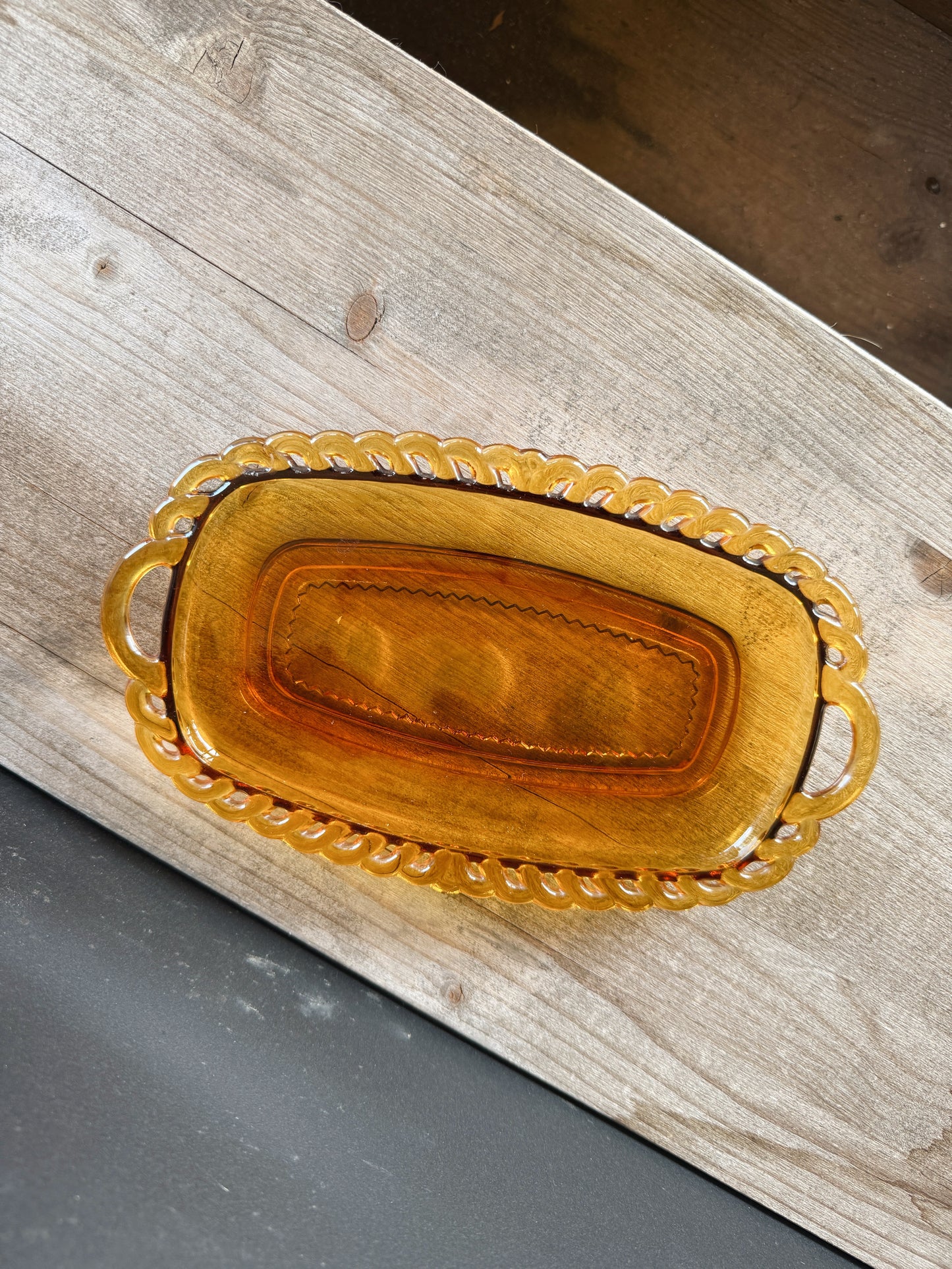 MCM PRESSED INDIANA GLASS TRAY