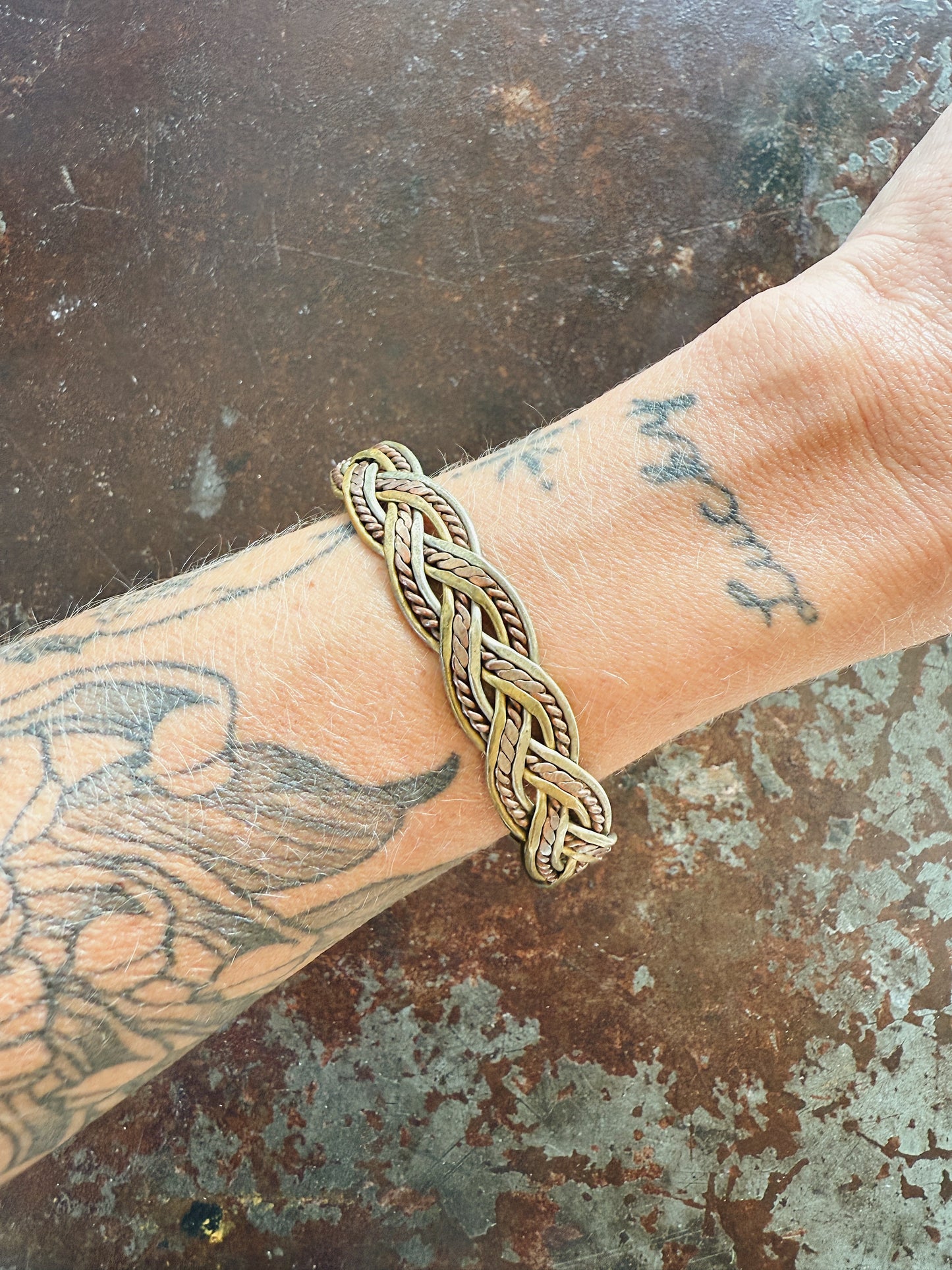 VTG FOLK ART COPPER CUFF